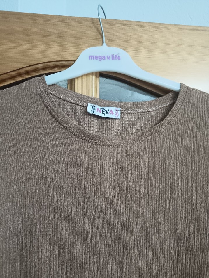 Bej Kadın Uzun Kollu Midi Tunik - Görsel 2