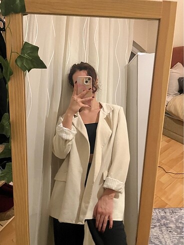 Krem rengi blazer