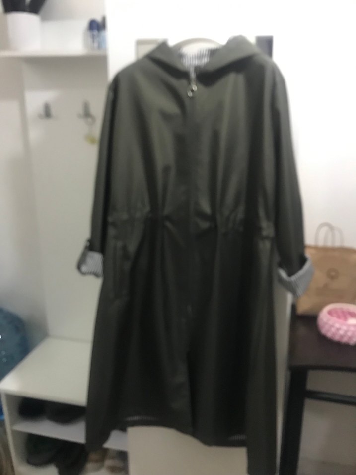 Haki Midi Boy Düğmeli Kadın Yağmurluk - Görsel 2