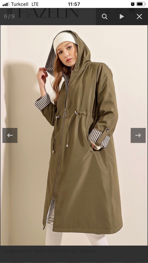 Kadın Haki Uzun Salaş Trençkot - Görsel 2