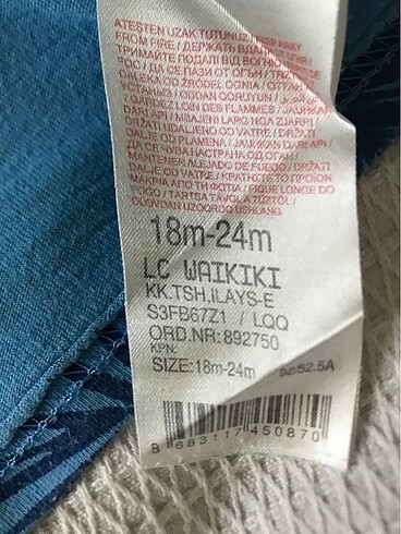 18-24 Ay Beden LC Waikiki tişört