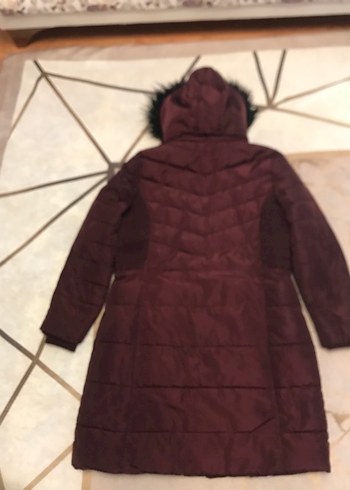 Bordo Kürklü Kadın Kışlık Mont - Görsel 5