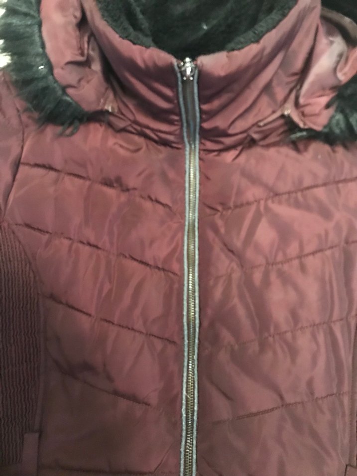 Bordo Kürklü Kadın Kışlık Mont - Görsel 4