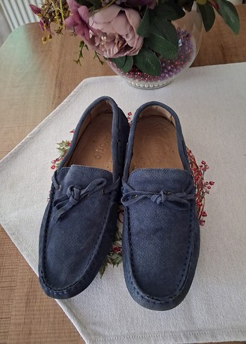 41 Beden Hotiç Mavi Süet Bağcıklı Erkek Loafer Ayakkabı