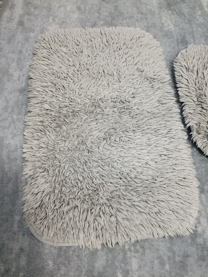 Banyo Paspası Seti yumuşak gri renk kaydırmaz - Görsel 2