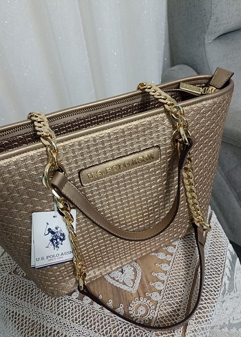U.S. Polo Assn. Zincir Detaylı Bej Kadın Çanta