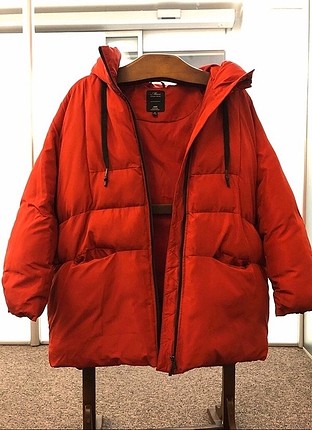 Mavi oversize kırmızı mont