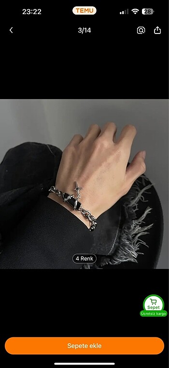 Siyah taşlı metal bileklik