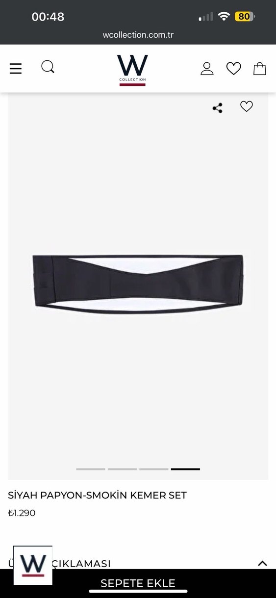 W collection/ vakko smokin kemer ve papyon seti - Görsel 5