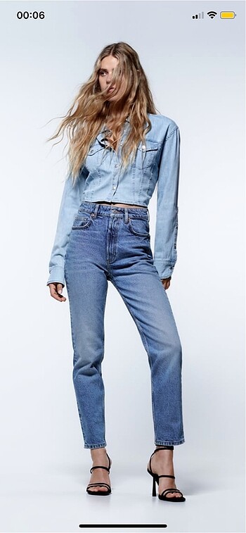 Crop denim gömlek