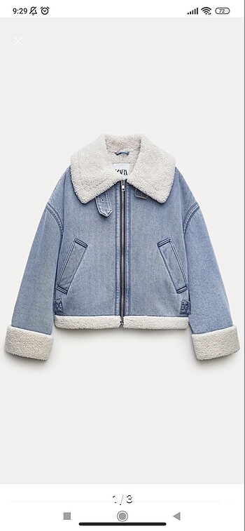 Suni yünlü astar detaylı denim ceket