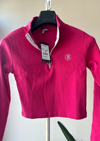 l Beden Mavi marka Pembe Yarım Fermuarlı Sweatshirt
