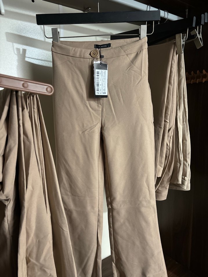 Bej Kumaş Kadın Pantolon - Görsel 3