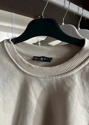 m Beden Bej Oversize Kadın Sweatshirt