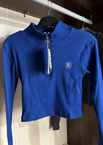 Fermuarlı Yüksek Yakalı Mor Sweatshirt - Görsel 4