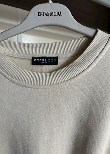 Bej Kadın Oversize Keten Sweatshirt - Görsel 4