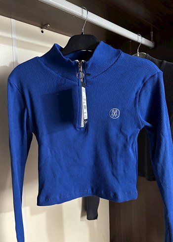 Pembe Yarım Fermuarlı Yüksek Yakalı Kadın Sweatshirt - Görsel 8