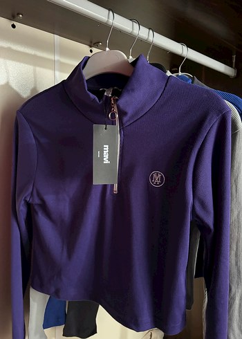 Pembe Yarım Fermuarlı Yüksek Yakalı Kadın Sweatshirt - Görsel 4