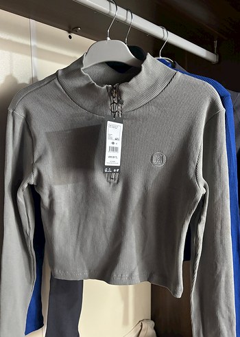 Pembe Yarım Fermuarlı Yüksek Yakalı Kadın Sweatshirt - Görsel 3