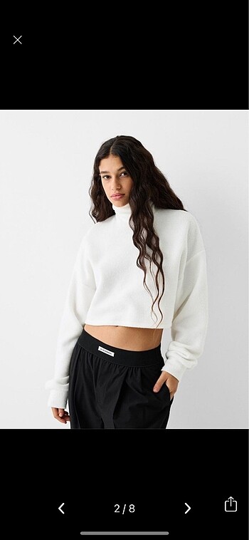 Bershka fitilli örgü crop kazak