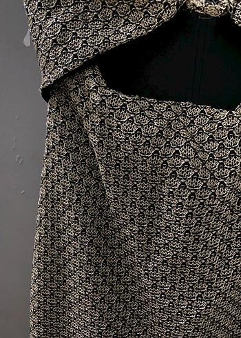 Bej Yılan Desenli Straplez çelik örgü Elbise - Görsel 4