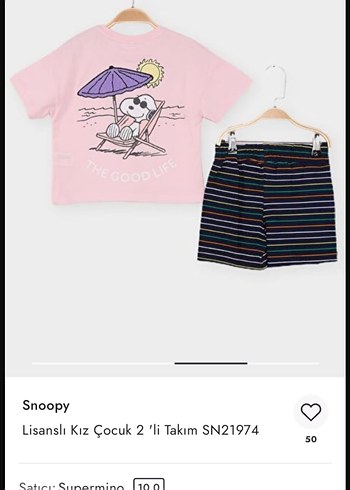 Lisanslı Kız Çocuk 2'li Takım - Snoopy
