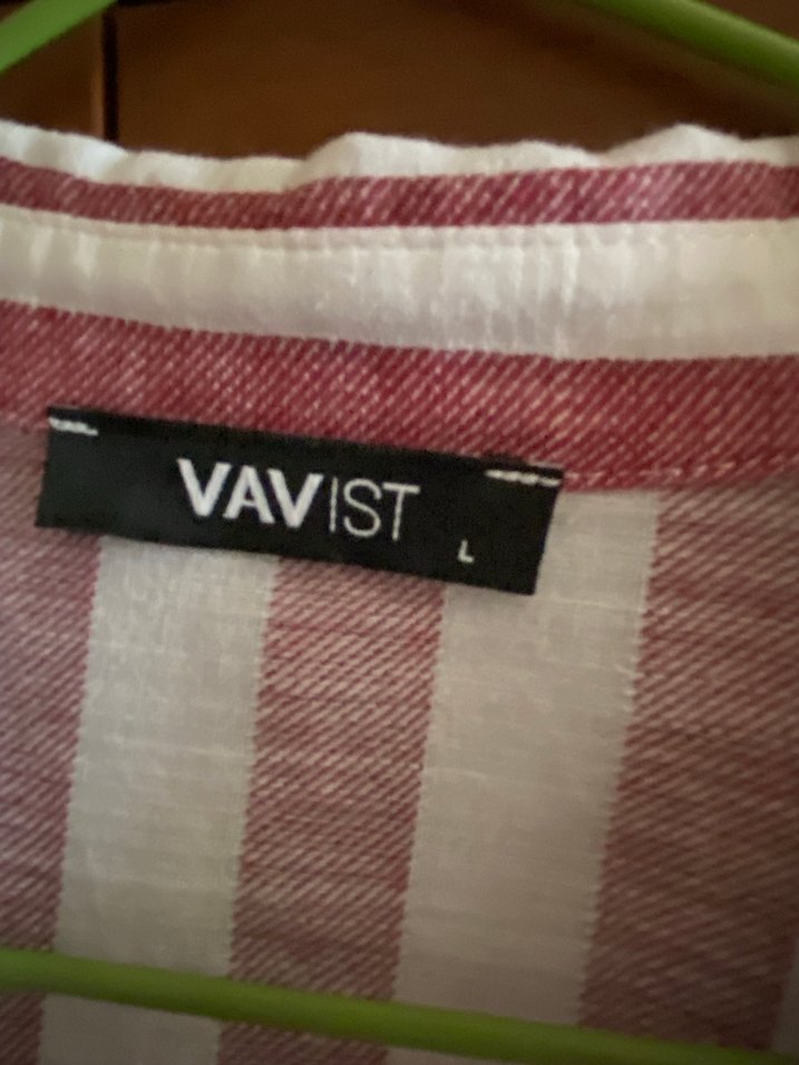 Pembe Çizgili Uzun Kollu Keten Gömlek - Görsel 3