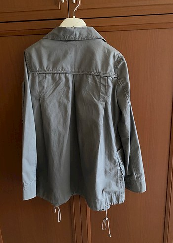 Gri Düğmeli Kadın Keten Ceket - Görsel 3