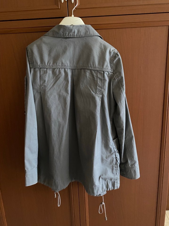 Gri Düğmeli Kadın Keten Ceket - Görsel 3