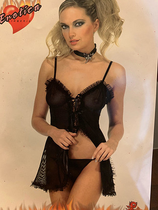 Siyah tül babydoll 