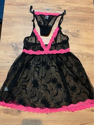 Siyah tül babydoll takım