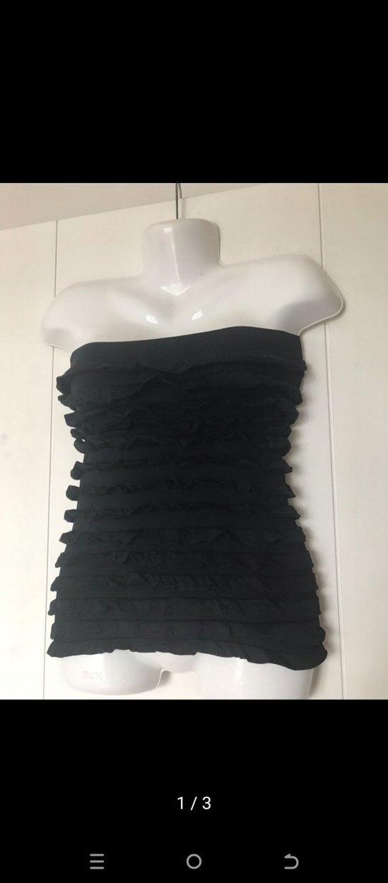 Siyah Straplez Fırfırlı Midi Büstiyer - Görsel 2