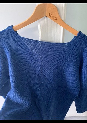 Bohem Tarzı V Yakalı Örgü Kadın Kazak - Görsel 2