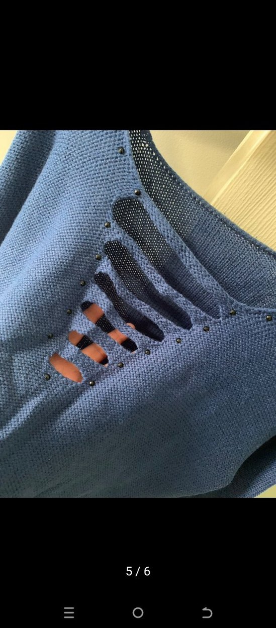 Bohem Tarzı V Yakalı Örgü Kadın Kazak - Görsel 4