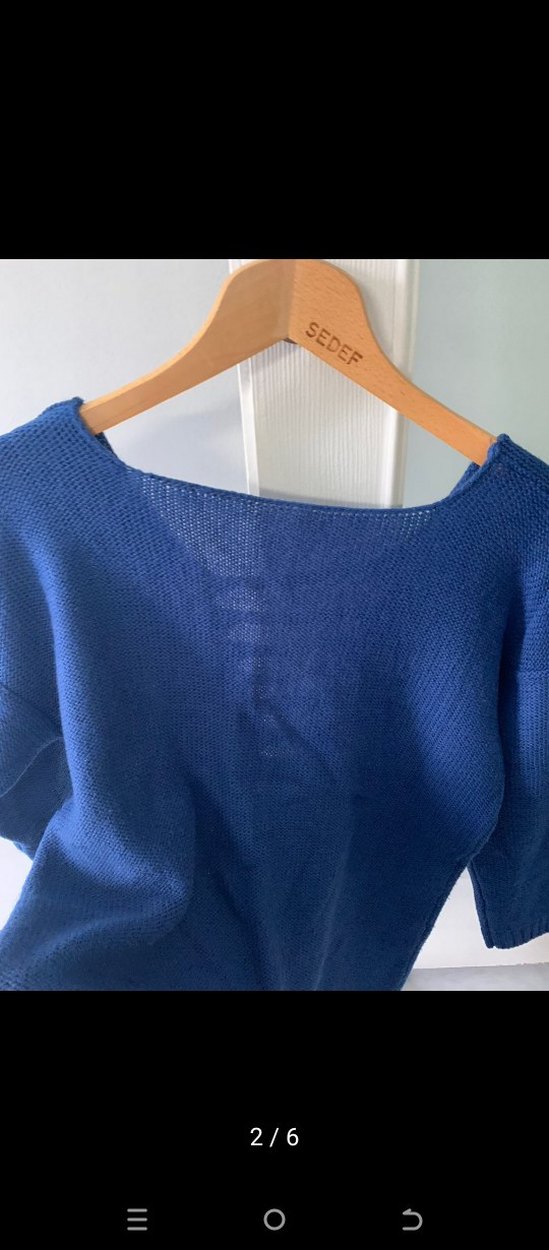 Bohem Tarzı V Yakalı Örgü Kadın Kazak - Görsel 2