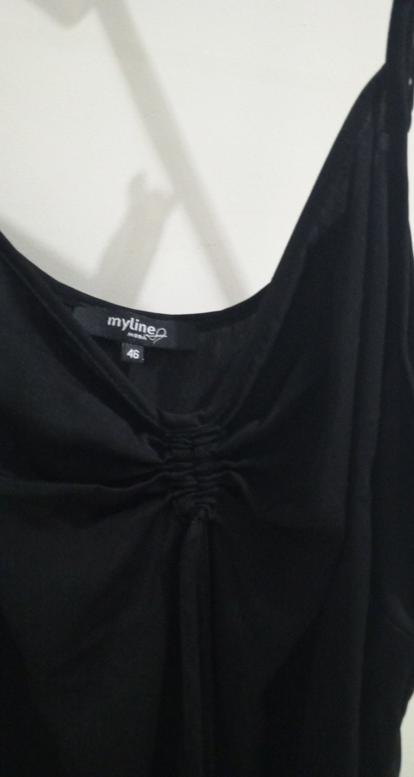 Siyah V Yaka İnce Askılı Kadın bluz - Görsel 2