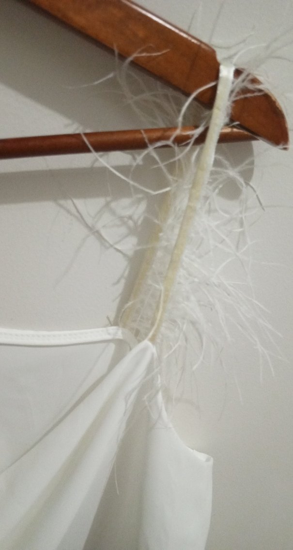 Beyaz Drapeli Straplez Kadın Bluz - Görsel 2