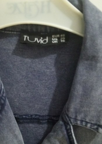 Diğer Düğmeli Gri Denim Midi Elbise