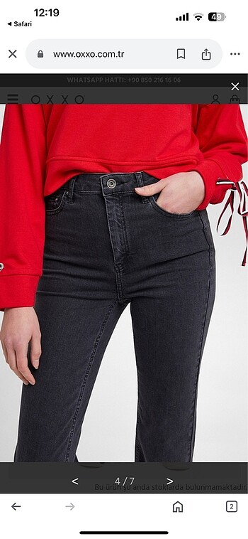 m Beden gri Renk Oxxo yüksek bel crop straight jean