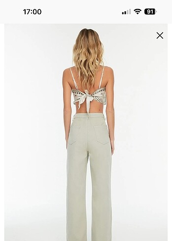 40 Beden yeşil Renk Trendyol yüksek bel wide leg jean