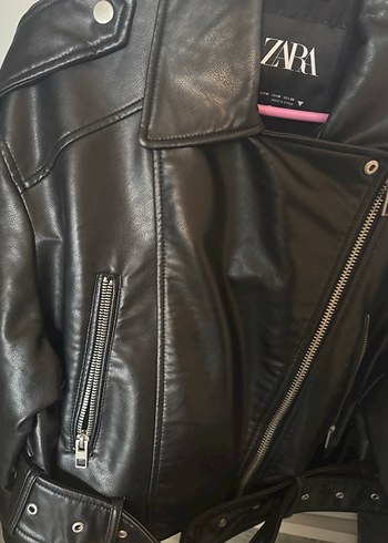 Zara Kadın Siyah Deri Ceket - Görsel 3