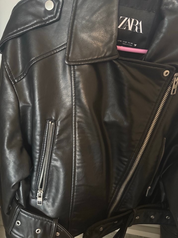 Zara Kadın Siyah Deri Ceket - Görsel 3