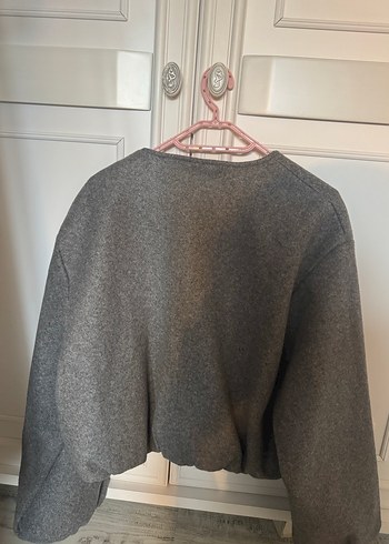 Zara Gri Kısa Fermuarlı Kadın bomber - Görsel 3