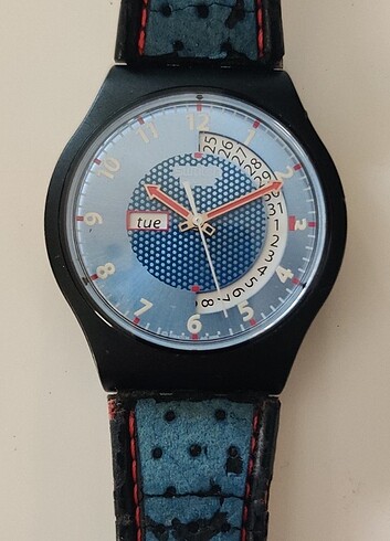 2005'lerden RETRO SWATCH 37.5mm ERKEK SİYAH PLASTİK KUVARS GÜN-D
