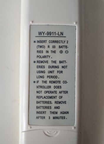 Beden AIRFEL WY-9911-LN KLİMA KUMANDASI - ÇOK TEMİZ / SORUNSUZ ( ORJİN