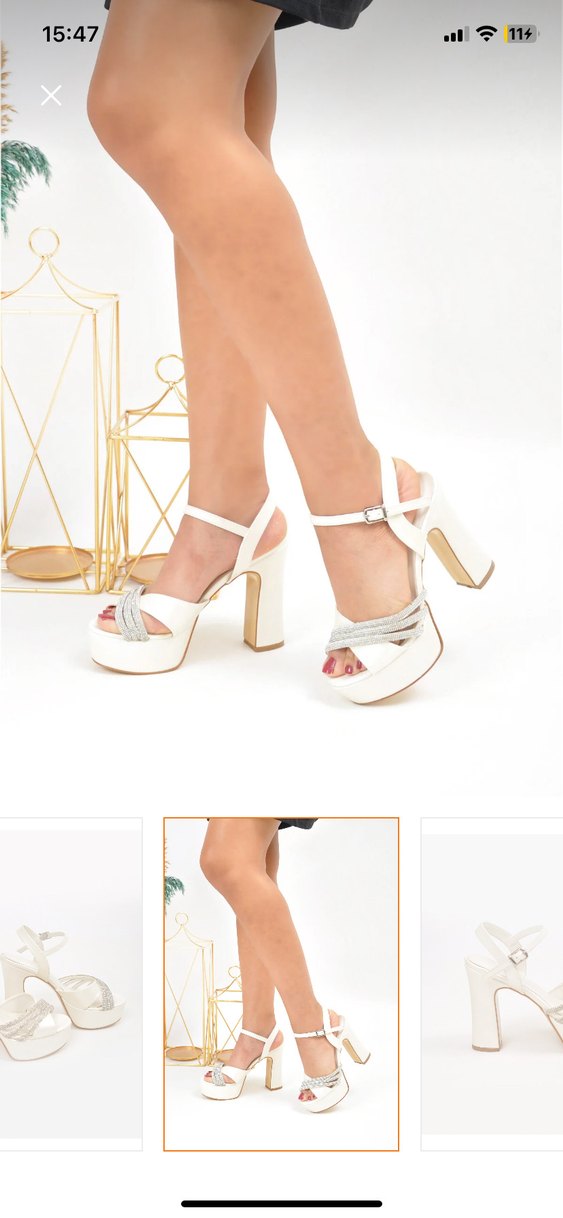 Beyaz Platform Topuklu Kadın Abiye Ayakkabı - Görsel 2