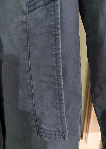 Düğmeli Mavi Denim Trençkot - Görsel 7