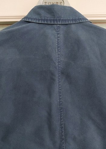 Düğmeli Mavi Denim Trençkot - Görsel 5