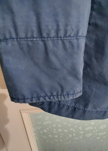 Düğmeli Mavi Denim Trençkot - Görsel 3