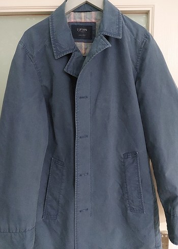 Düğmeli Mavi Denim Trençkot - Görsel 8